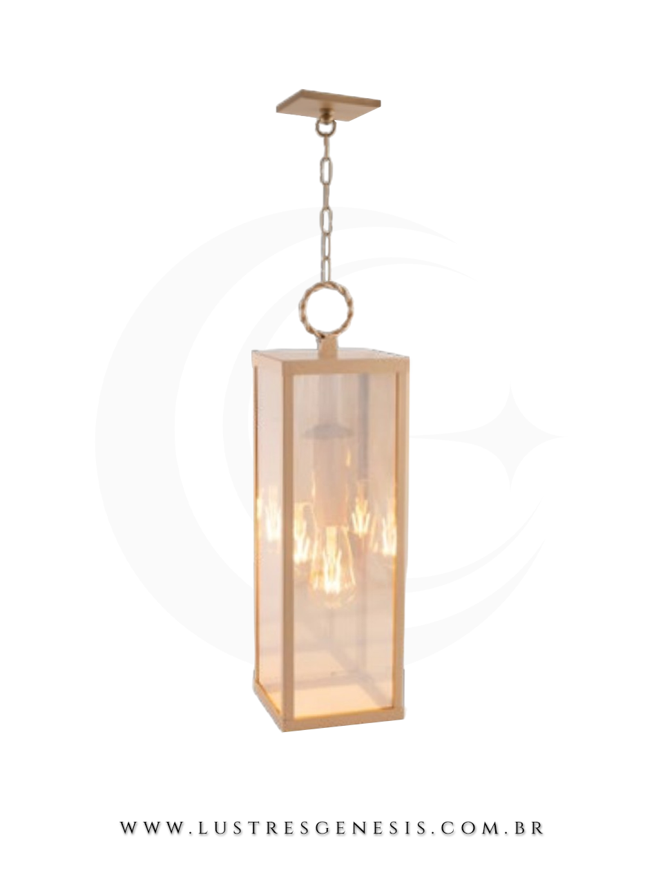 Pendente Retro Madeira Bege Lanterna com Vidro Transparente Iluminacao Decorativa Vintage para Bancada de Cozinha Balcao Area Gourmet e Banheiro